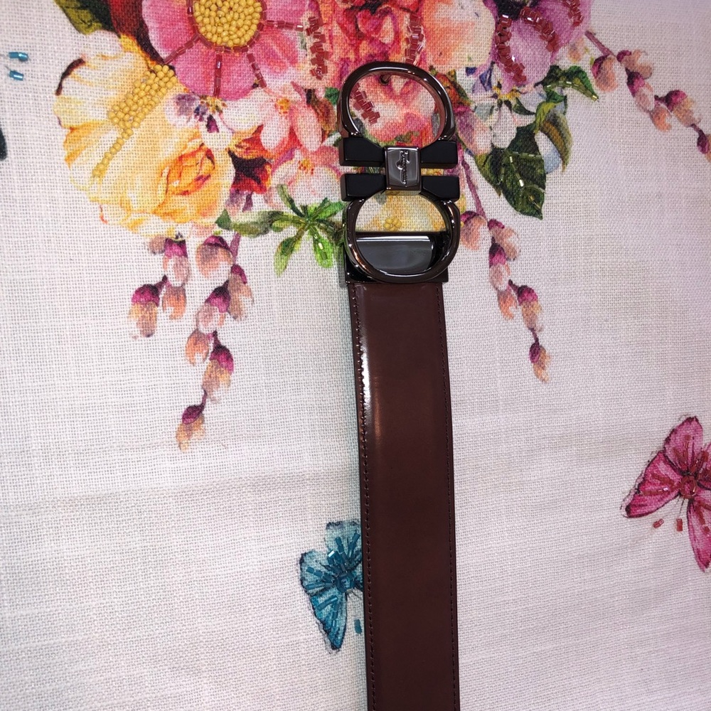 Salvatore Ferragamo Brown Black Belt Size 46 New